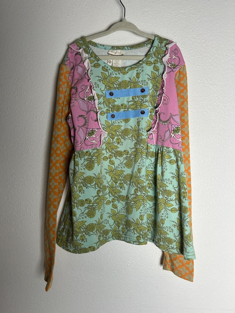 Matilda Jane Secret Fields Cottonwood Blossoms Boho Patchwork Tee Shirt Size 10